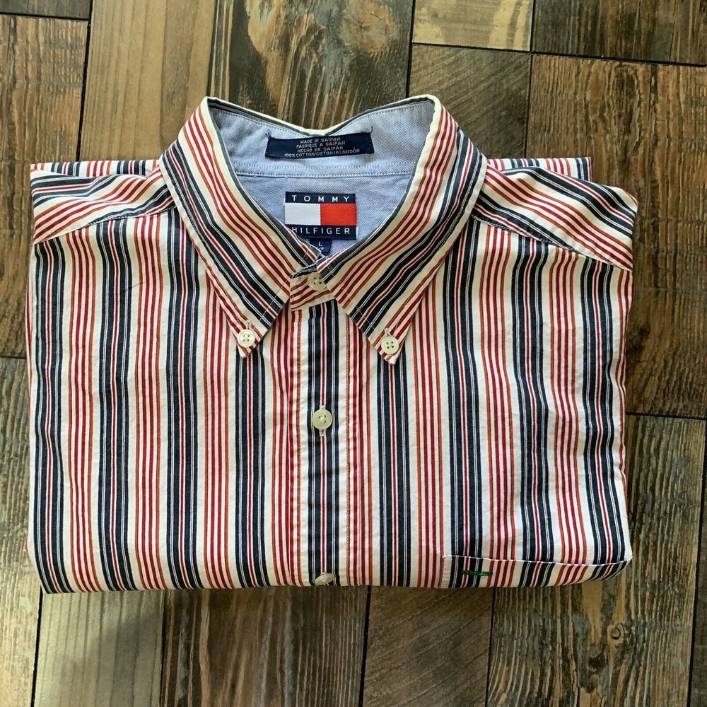 Tommy Hilfiger Men’s Large Dress Shirt Long Sleeve Vintage Logo Button Up Casual - Picture 12 of 12